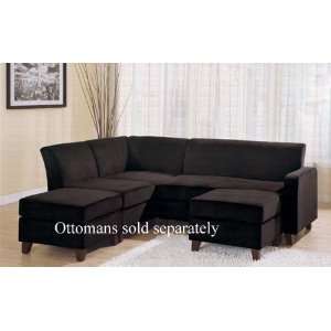  Sectional Sofa with Wooden Legs Chocolate Velvet
