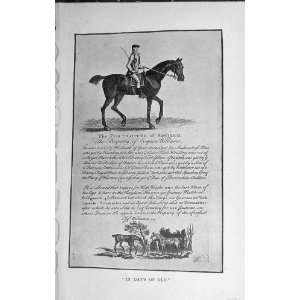    1918 Antique Portraiture Squirril Horse Poem Print