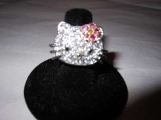BEAUTIFUL Hello Kitty Large Crystal Ring + gift box US SELLER FAST 