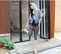 New Korea Womens Vogue Harem Pants Trousers Cropped Slim Casual Black 