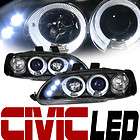 BLACK DAYTIME DRL LED HALO PROJECTOR HEADLIGHTS PARKING 1P 92 95 CIVIC 