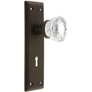 New York Mortise Lock Set With Fluted Crystal Door Knobs in Oil Rubbed 