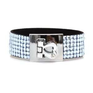 Faceted Gemstone Bracelet; .75H x 8L; Light Blue Gemstones; Silver 