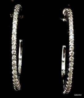   .00 ROBERTO COIN 18K White Gold Diamond Hoop Earrings SALE  