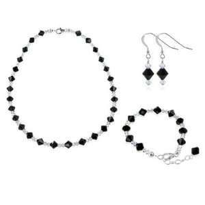   Crystal Earrings Bracelet with 22 inch Necklace Jewelry Set Made with
