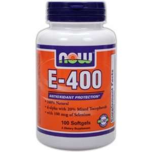  NOW  E 400 100% Natural Mixed Tocopherols 250 Softgels 