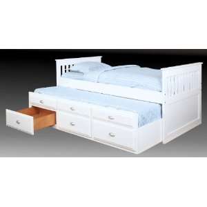  Bernards 3042 White Finish Captains Bed With Brushed 