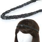 HR157/Blue Gray Beads Braid headband Hair Accessory Olivia love