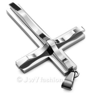 Silver Stainless Steel Cross Pendant Necklace vj924  