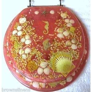  SEASHELL AND SEAHORSE RESIN TOILET SEAT   STANDARD SIZE 