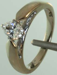 14k white gold .37ct oval diamond engagement ring 4.9g  