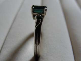 Vintage 14k White Gold Princess Cut 1.85 ct. Green Emerald Crane Ring 