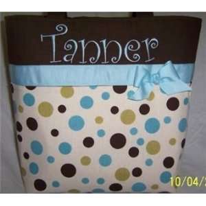  Monogrammed Blue & Brown Dots Diaper Bag Baby