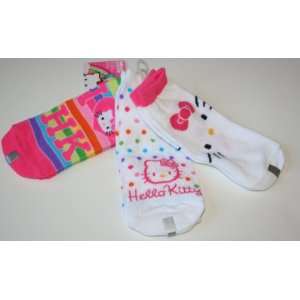 Hello Kitty Girls Low Cut Socks 3 Pair   Shoe Size 9 3 Multi color 