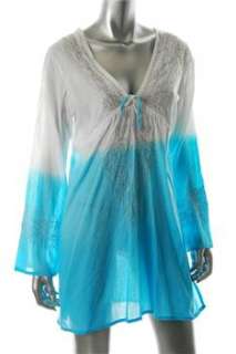 Raviya NEW Blue Embroidered Dress Cover Up Misses Swimwear M  