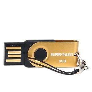  Super Talent MS 8GB USB2.0 Mini Swivel Flash Drive(Gold 
