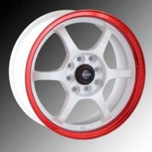 TRAKLite Camber 15X6.5 4X100 ET40 White Red Stripe (Complete Set of 4)