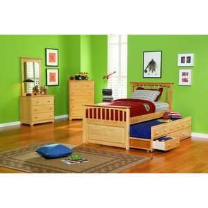   Piece Bedroom Set w/ 3 Drawer Trundle in Natural Maple