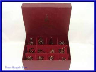 1984 DANBURY MINT ~12 Gold Christmas Tree Ornament Collection/Box/Set 