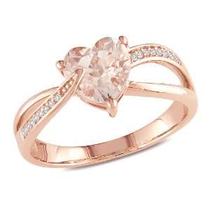 10k Pink Gold 1 1/10 CT TGW Morganite 0.05 CT TDW Diamond Fashion Ring 