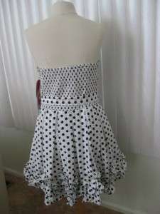   co semi formal white black polka dot evening gown dress size 11 12