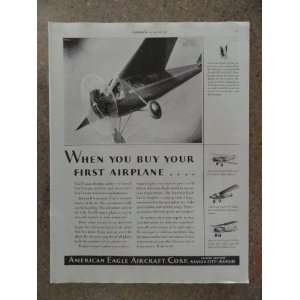  American Eagle Aircraft Corp.,Vintage 20s full page print 
