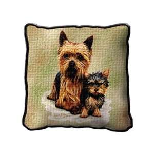  Yorkie & Pup Pillow Cover   17 x 17 Pillow
