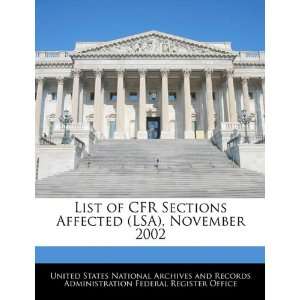  List of CFR Sections Affected (LSA), November 2002 