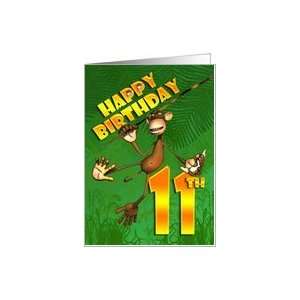  Happy 11th Birthday Monkey Banana Card Toys & Games