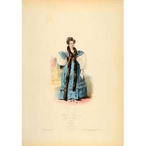  1870 French Woman Costume Dress Fur 1828 Paris France 