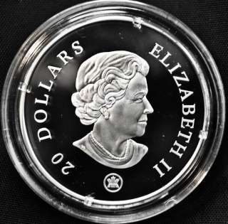 2008 Canada $20 Silver Coin Sapphire Crystal Snowflake  