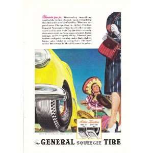 1947 Ad General Tire Action Traction Ladies Original Vintage Print Ad