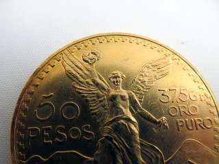 50 Peso 37.5 Gram Pure Gold Mexican Coin Centenario 1821   1931  