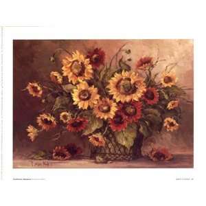  Sunflower Bouquet Finest LAMINATED Print Barbara Mock 8x6 