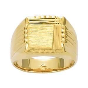  18K Gold Plated Engraved Signet Ring   Size 9 Jewelry
