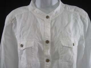 SAKS FIFTH AVE THREADS White Linen Shirt Top Size 4  