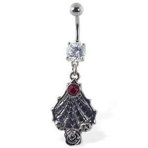  Navel ring with dangling spider web and gem Jewelry