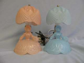   Boudoir lamps 1930s to 1940s Southern Belle One blue one pink  