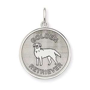    Sterling Silver Golden Retriever Disc Charm QC2688 Jewelry