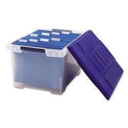 Storex Plastic File Tote with Snap on Lid  