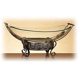   Greek Inspired Glass Bowl with Ornamental Stand  
