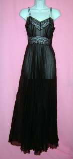 Vintage Blanche Black 308 Accordion Sweep Gown ~ S  