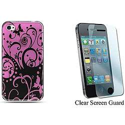 iPhone 4 Purple Flower Butterfly Hard Protector Case  