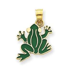  14k Gold Enamel Frog Charm Jewelry