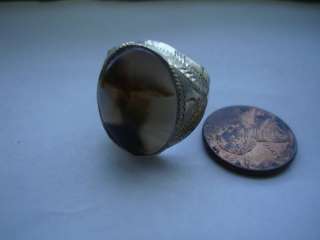 Yemeni rare PIC aqeeq agate carnelian silver ring men  