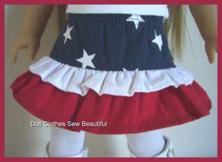 DOLL CLOTHES fit American Girl Patriotic Tiered Skirt  