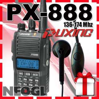 Puxing PX 888 VHF radio FREE earpiece 136 174Mhz 5W portable handheld 