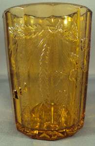 VICTORIAN EAPG AMBER PATTERN GLASS TUMBLER 19C  