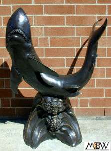 Large Outdoor Cast Bronze Shark Water Fountain  