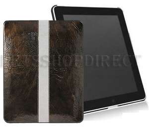 APPLE IPAD 1ST BROWN LEATHER SLIM COVER CASE+LCD GUARD  